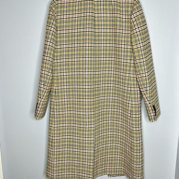 J CREW LONG DOUBLE-BREASTED TOPCOAT IN PLAID WOMENS SIZE 4 CARAMEL ITALIAN WOOL - Picture 5 of 9
